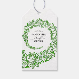 Etiqueta Para Presente Casamento tema damasco Verde Elegante