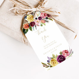 Etiqueta Para Presente Casamento Tropical Dourado de Feather Boho Obrigad