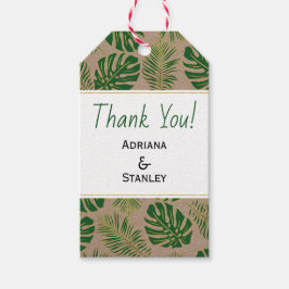Etiqueta Para Presente Casamento tropical verde e dourado apressado Obrig