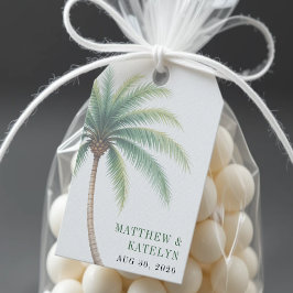 Etiqueta Para Presente Casamento Verde de Destino da Ilha Palm Tree