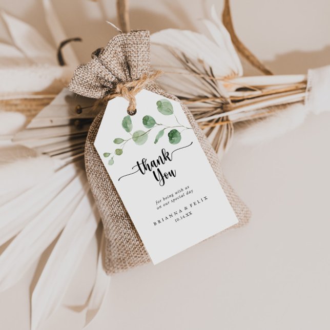 Etiqueta Para Presente Casamento Verde Delight Eucalyptus Obrigado (Criador carregado)