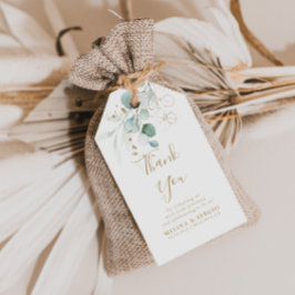 Etiqueta Para Presente Casamento Verde Eucalyptus Dourado Obrigado Marcar