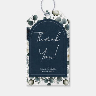 Etiqueta Para Presente Casamento Verde Floral Moderno Azul Escuro e Branc