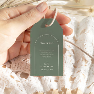 Etiqueta Para Presente Casamento Verde Simples Boho Arch Sage Obrigado