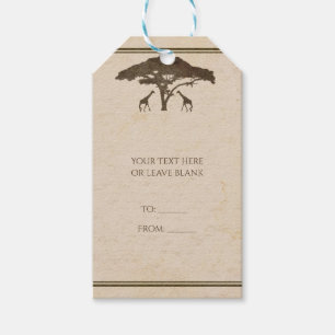 Etiqueta Para Presente Casamento vintage Africano Safari Duas Girafas e Á