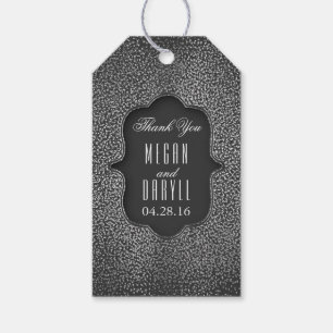 Etiqueta Para Presente Casamento vintage de prata dos confetes do brilho