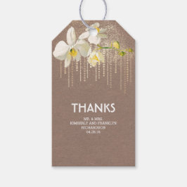 Etiqueta Para Presente Casamento vintage Dourado de Glama Orquídea Branca