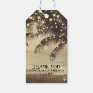 Etiqueta Para Presente Casamento Vintage Praia Oceano Palmeiras & Luzes