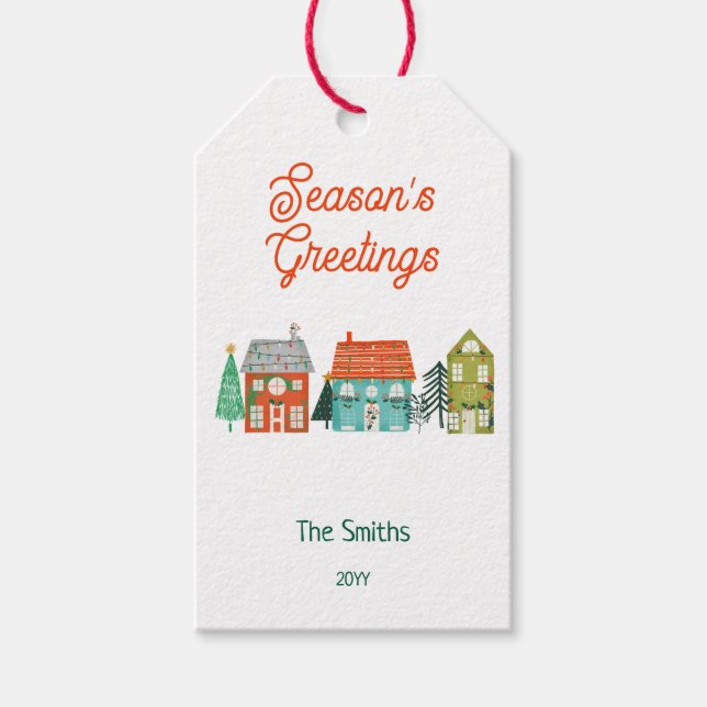 Etiqueta Para Presente Casas de Natal Rustic Farmhouse (Frente)