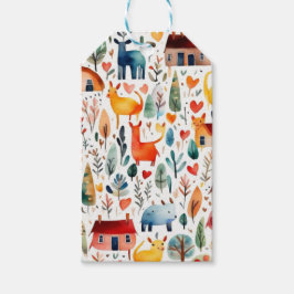 Etiqueta Para Presente Casas vermelhas e casas Folha de Papel