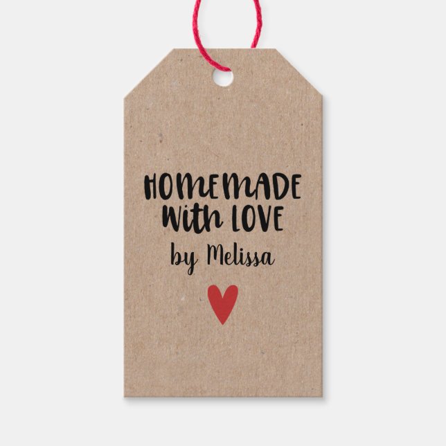 Etiqueta Para Presente Caseiro Com Amor Kraft Personalizado (Frente)