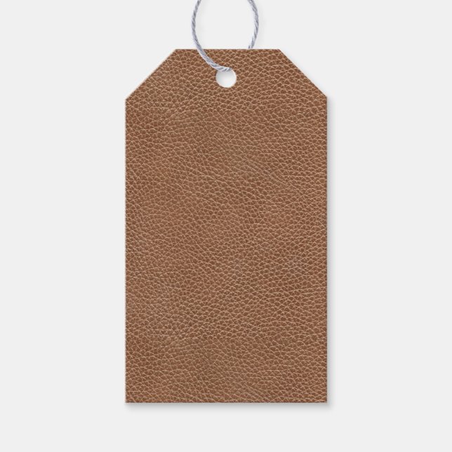 Etiqueta Para Presente Castanho Natural De Couro Faux (Frente)