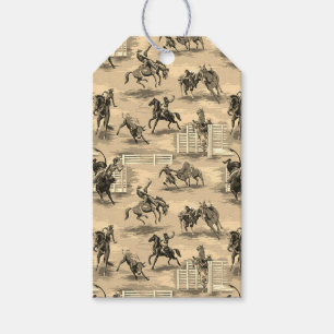 Etiqueta Para Presente Caubói de Rodeio Western Vintage Retro