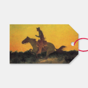 Etiqueta Para Presente Cavaleiro Contra o Pôr do Sol (por Remington)