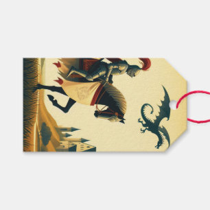 Etiqueta Para Presente Cavaleiro Medieval/dragão/fantasia do castelo