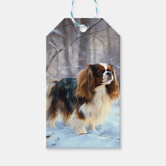 Etiqueta Para Presente Cavalier King Charles Spaniel Deixe Nevar Natal (Frente)