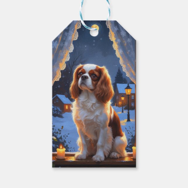 Etiqueta Para Presente Cavalier King com Férias de Natal (Frente)