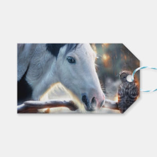 Etiqueta Para Presente Cavalo de Natal e Coruja Bonita