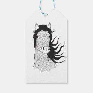 Etiqueta Para Presente Cavalo Mandala Amante Princesa Cowgirl Fazenda Cow