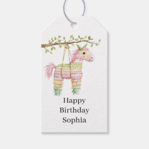 Etiqueta Para Presente Cavalo Rosa Menta Piñata Aniversário
