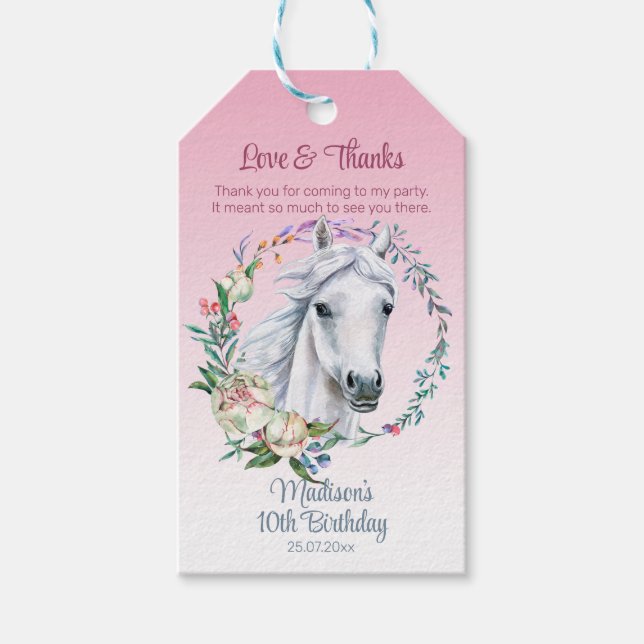 Etiqueta Para Presente Cavalos selam obrigado de aniversário (Frente)