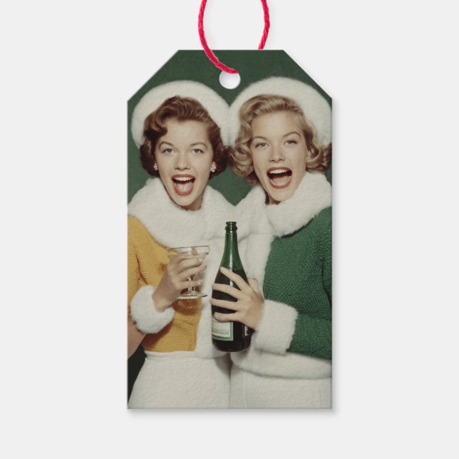 Etiqueta Para Presente Celebração Alegre de Champanhe de Inverno (Frente)