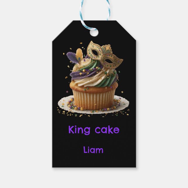 Etiqueta Para Presente Celebração de Cupcake Mascarado de Mardi Gras (Frente)