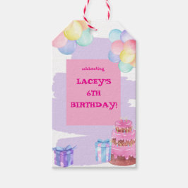 Etiqueta Para Presente Celebração doce: Aniversário roxo e rosa