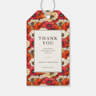 Etiqueta Para Presente Celebração Floral Vermelha Alegre