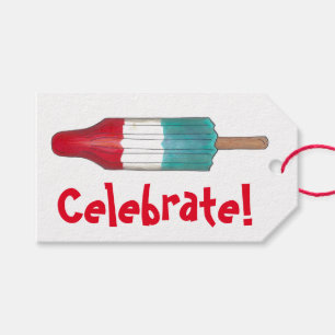 Etiqueta Para Presente Celebrar! 4 de julho, picolé de Pop de foguete pat