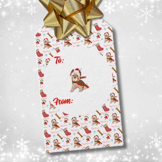 Etiqueta Para Presente Celebre o Natal com Yorkie (Criador carregado)