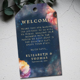 Etiqueta Para Presente Celestial Floral Galaxy Starry Night Blue Wedding