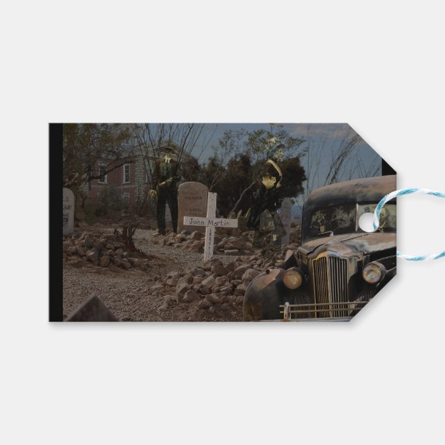 Etiqueta Para Presente Cemitério assombrado em tombstone (Frente (horizontal))