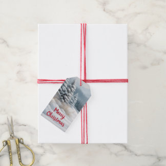 Etiqueta Para Presente Cena de Inverno Nevado Natal 