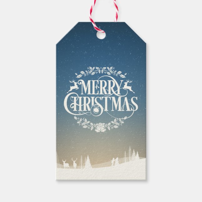 Etiqueta Para Presente Cena de Natal com Neve (Frente)