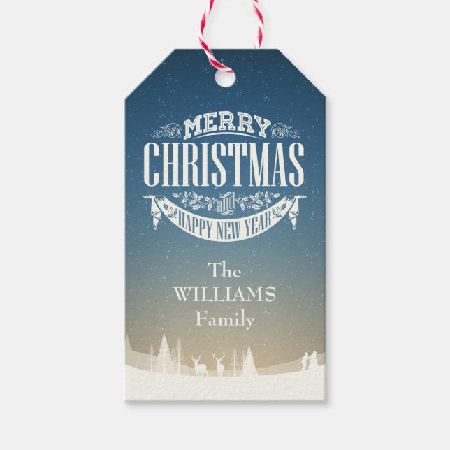 Etiqueta Para Presente Cena de Natal com Neve Personalizada Foto (Frente)