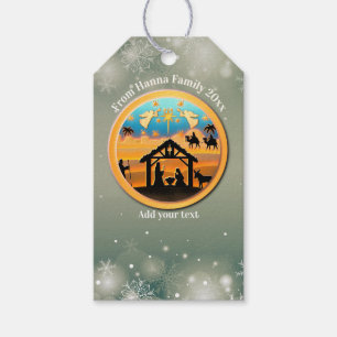 Etiqueta Para Presente Cena de Natal do Menino Jesus no Presépio