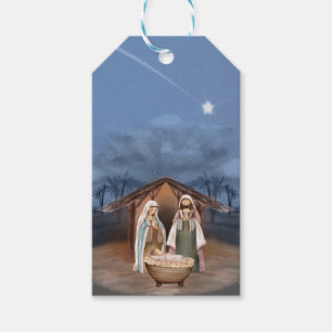 Etiqueta Para Presente Cena de Natal Religioso