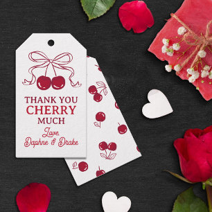 Etiqueta Para Presente Cerejas Com Laço Obrigado Muitas Cerejas Casamento