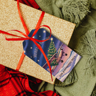 Etiqueta Para Presente Cessna Avião transporta Foto de árvore de Natal En