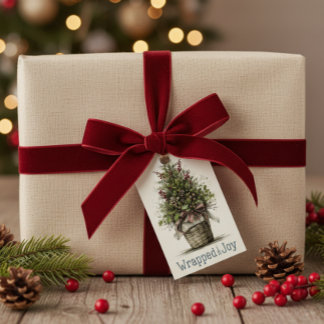 Etiqueta Para Presente Cesta de Árvore de Natal russa "Embrulhada na Aleg