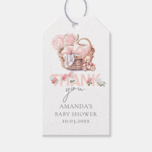 Etiqueta Para Presente Cesta de Bebês Pastel Rosa Personalizado