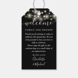 Etiqueta Para Presente Cesta de Boas-vindas de Casamento Luzes Preto Bran