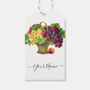 Etiqueta Para Presente Cesta de Fruta de Vintage - personalizada