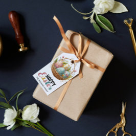 Etiqueta Para Presente Cesta de Ovos com Cor de Água Colorida do felz pas