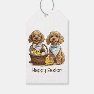 Etiqueta Para Presente Cesta de Páscoa Cachorro de Goldendoodle felz pasc