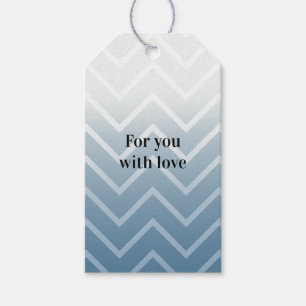 Etiqueta Para Presente Céu Azul Chevron Branco