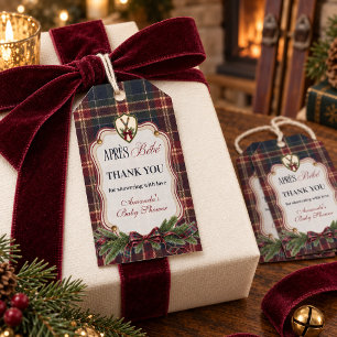Etiqueta Para Presente Chá de Bebê Après Bébé Preppy Ski Lodge Christmas
