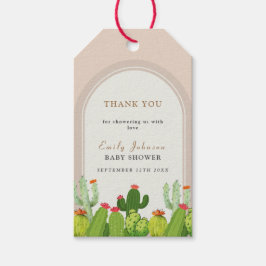 Etiqueta Para Presente Chá de Bebê Arco de Cactus Boho Neutro em Gênero