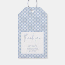 Etiqueta Para Presente Chá de Bebê Azul Desbotado Pastel Xadrez Vichy